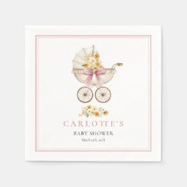 Pink Carriage Welcome Baby Shower Napkin Serviette