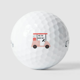 Pink Cart Marry Me Golf Balls Golfball