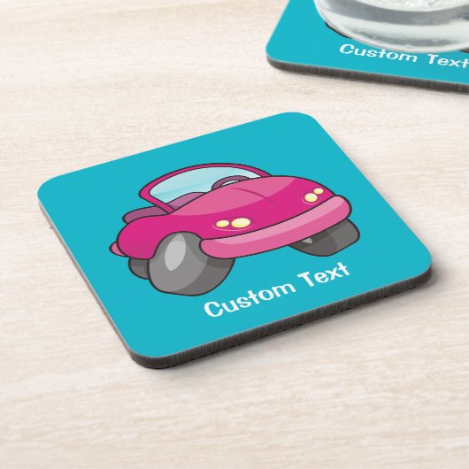 Pink Cartoon Car Beverage Coaster Getränkeuntersetzer (Linke Seite)