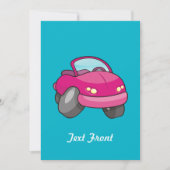 Pink Cartoon Car Einladung (Vorderseite)