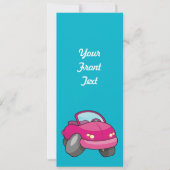 Pink Cartoon Car Einladung (Vorderseite)