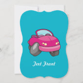 Pink Cartoon Car Einladung (Vorderseite)