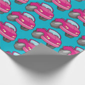 Pink Cartoon Car Geschenkpapier (Ecke)