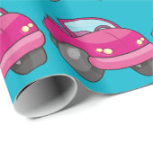Pink Cartoon Car Geschenkpapier (Rolleneckpunkt)