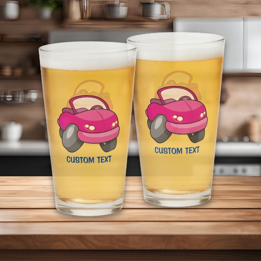 Pink Cartoon Car Glas