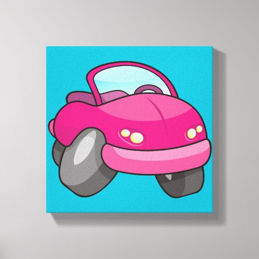 Pink Cartoon Car Leinwanddruck (Vorderseite)