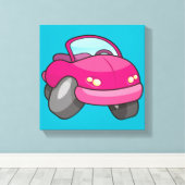 Pink Cartoon Car Leinwanddruck (Insitu (Holzboden))