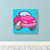 Pink Cartoon Car Leinwanddruck (Insitu (Holzboden))