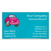 Pink Cartoon Car Magnetische Visitenkarte (Vorderseite)