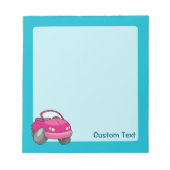 Pink Cartoon Car Notepad Notizblock (Vorderseite)