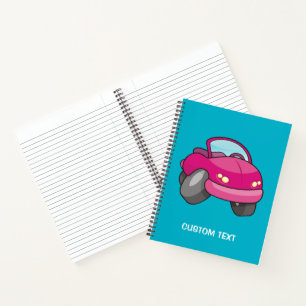 Pink Cartoon Car Notizblock