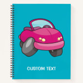 Pink Cartoon Car Notizblock (Vorderseite)