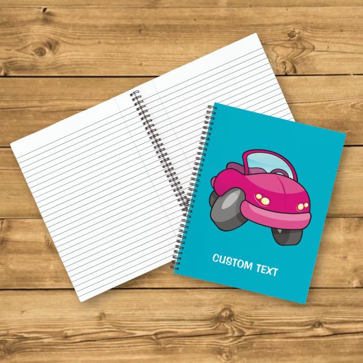 Pink Cartoon Car Notizblock