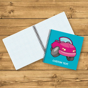 Pink Cartoon Car Notizblock
