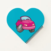 Pink Cartoon Car Notizbuch (Rückseite)