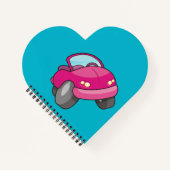 Pink Cartoon Car Notizbuch (Vorderseite)