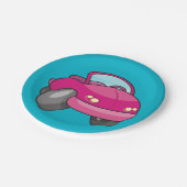 Pink Cartoon Car Pappteller (Schrägansicht)