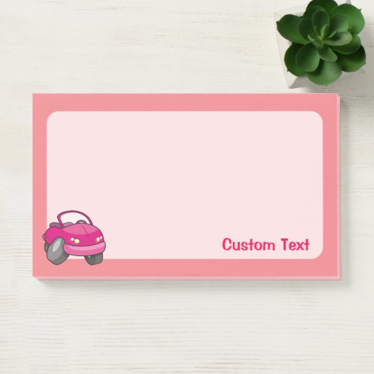 Pink Cartoon Car Post-it Klebezettel (Büro)