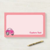 Pink Cartoon Car Post-it Klebezettel (Auf Schreibtisch)