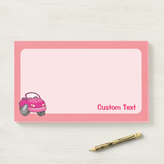 Pink Cartoon Car Post-it Klebezettel (Auf Schreibtisch)