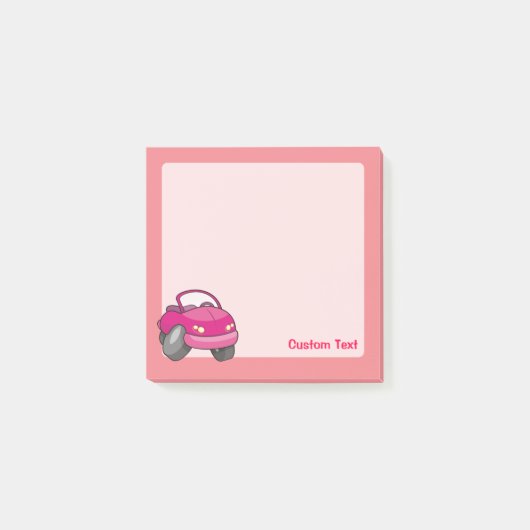 Pink Cartoon Car Post-it Klebezettel (Vorderseite)