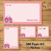 Pink Cartoon Car Post-it Klebezettel