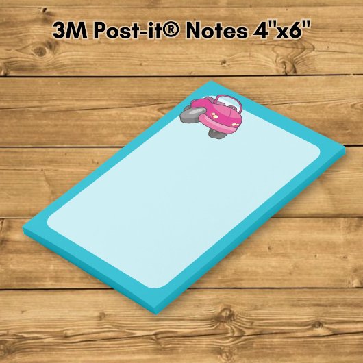 Pink Cartoon Car Post-it Klebezettel
