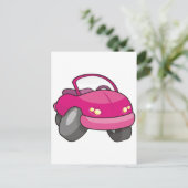 Pink Cartoon Car Postkarte (Stehend Vorderseite)