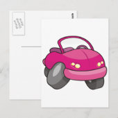 Pink Cartoon Car Postkarte (Vorne/Hinten)