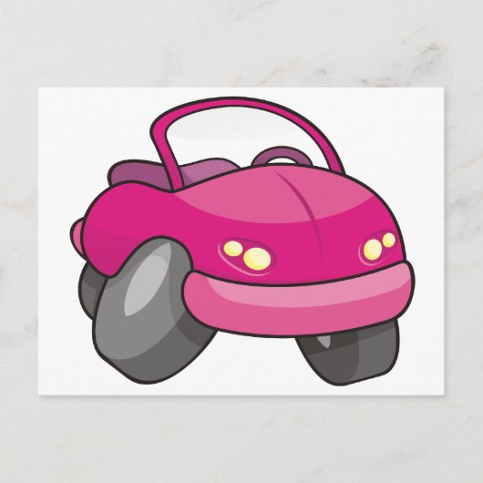 Pink Cartoon Car Postkarte (Vorderseite)