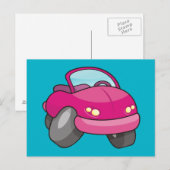 Pink Cartoon Car Postkarte (Vorne/Hinten)