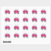 Pink Cartoon Car Runder Aufkleber (Blatt)