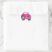 Pink Cartoon Car Runder Aufkleber (Tasche)