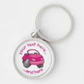 Pink Cartoon Car Schlüsselanhänger (Vorne)