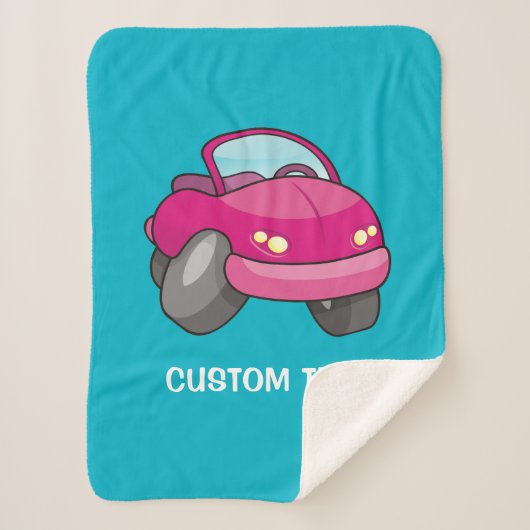 Pink Cartoon Car Sherpadecke (Vorderseite)