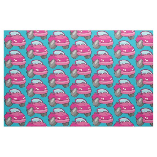 Pink Cartoon Car Stoff (Fat Quarter (45,7 x 55,9 cm))