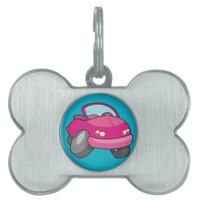 Pink Cartoon Car Tiermarke (Vorderseite)