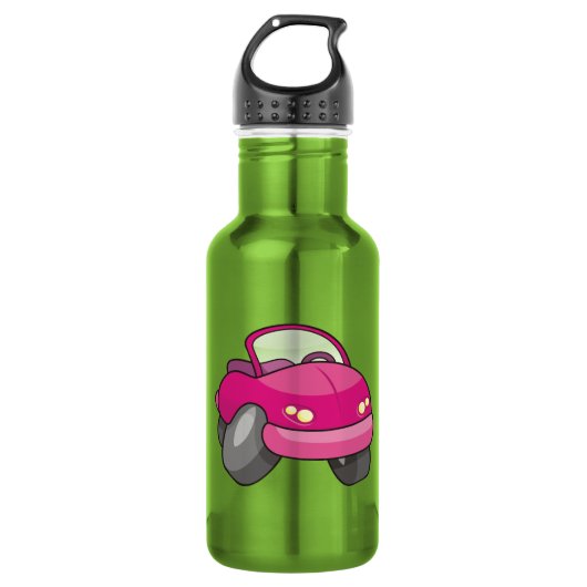 Pink Cartoon Car Trinkflasche (Vorderseite)