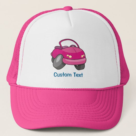 Pink Cartoon Car Trucker Hat Truckerkappe (Vorderseite)