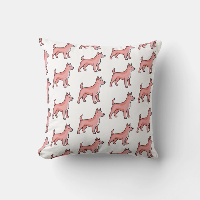 Pink Cartoon Dog Kissen (Vorderseite)