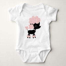 Pink Cartoon French Poodle Baby Strampler