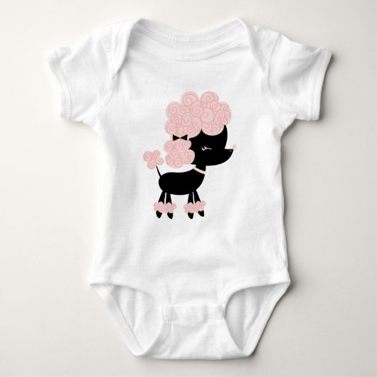 Pink Cartoon French Poodle Baby Strampler (Vorderseite)