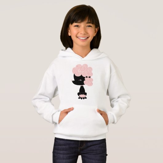 Pink Cartoon French Poodle Hoodie (Vorne ganz)