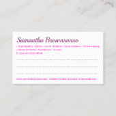 Pink Cartoon Pet Animal Training Groomer Veterinär Visitenkarte (Rückseite)