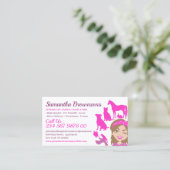 Pink Cartoon Pet Animal Training Groomer Veterinär Visitenkarte (Stehend Vorderseite)