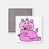 Pink Cartoon Pig Magnet (Vorderseite/Rückseite)