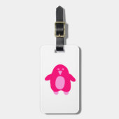 Pink Cartoon Pinguin Gepäckmarke Gepäckanhänger (Vorderseite vertikal)