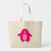 Pink Cartoon Pinguin Jumbo Stoffbeutel (Rückseite)