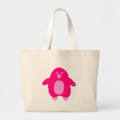 Pink Cartoon Pinguin Jumbo Stoffbeutel (Vorne)