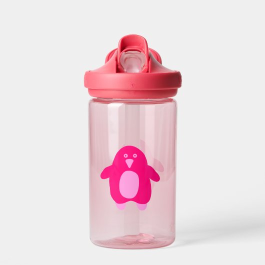 Pink Cartoon Pinguin Trinkflasche (Vorne)